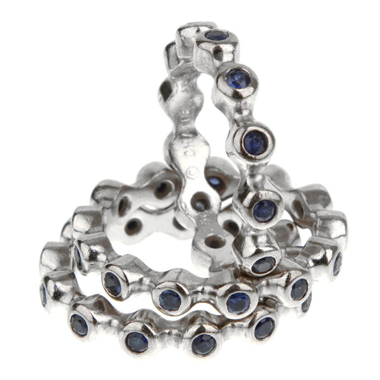 Chanel Sapphire Eternity 18k White Gold Triple Ring Suite