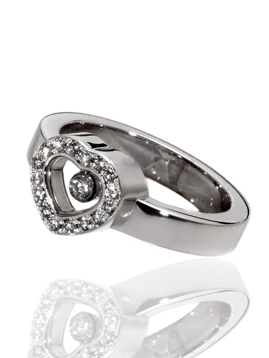 Chopard 18k White Gold Happy Diamond Heart Ring 82/4353-1001