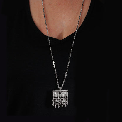 Chopard Diamond Tassel Drop 18k White Gold Sautoir Necklace