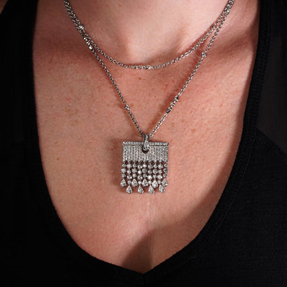 Chopard Diamond Tassel Drop 18k White Gold Sautoir Necklace