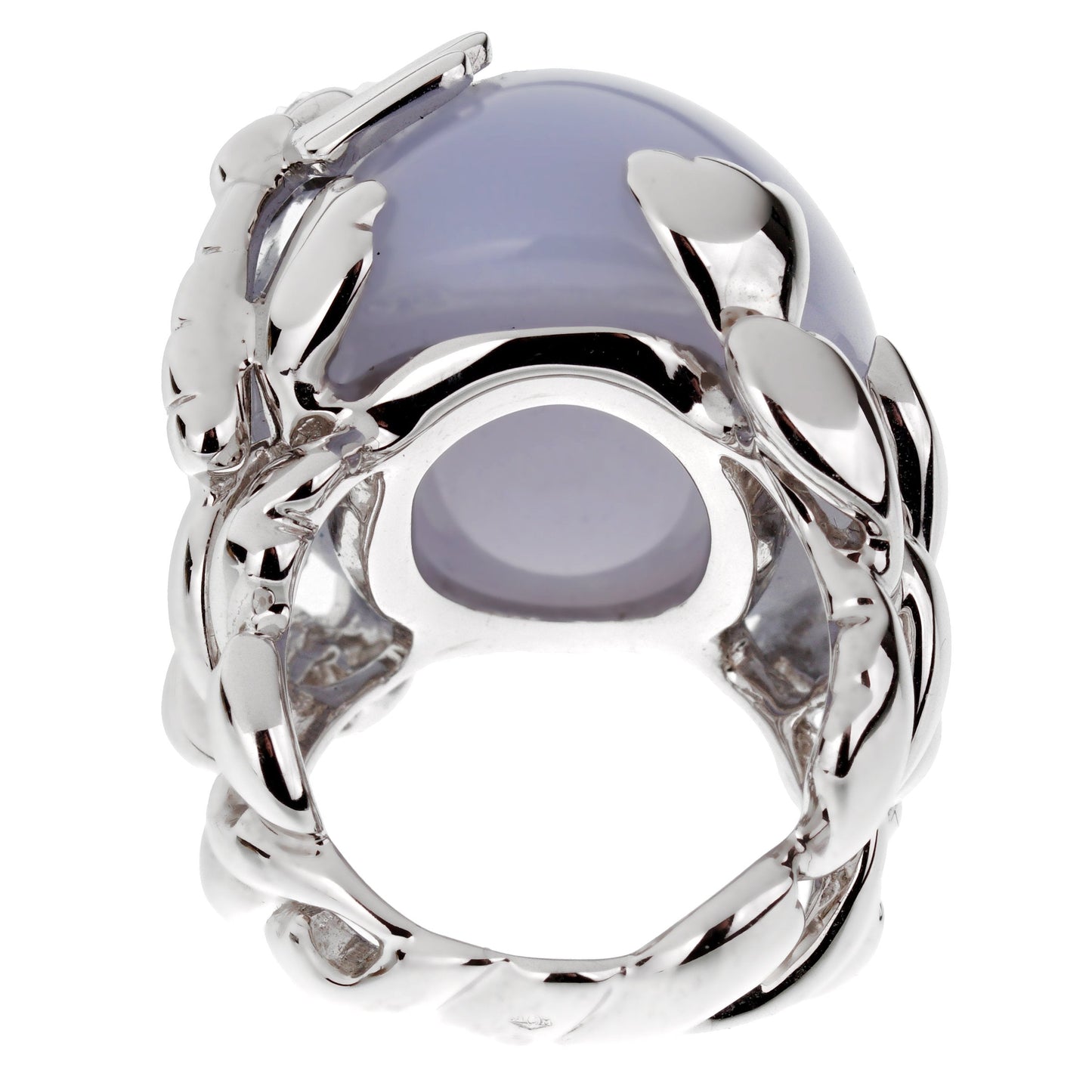 Christian Dior 40ct Blue Chalcedony Diamond 18k Gold Cocktail Ring Sz 6