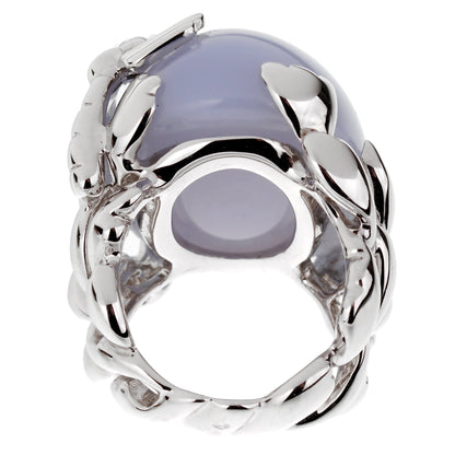 Christian Dior 40ct Blue Chalcedony Diamond 18k Gold Cocktail Ring Sz 6