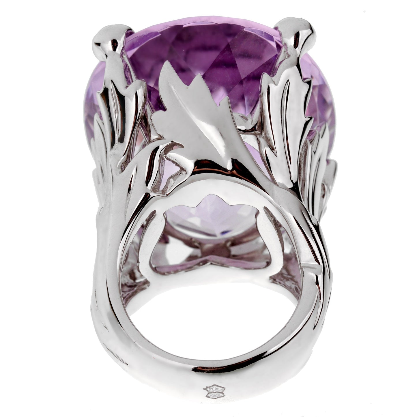 Christian Dior 44.5ct Amethyst Diamond Cocktail 18k White Gold Ring Sz 5 1/2