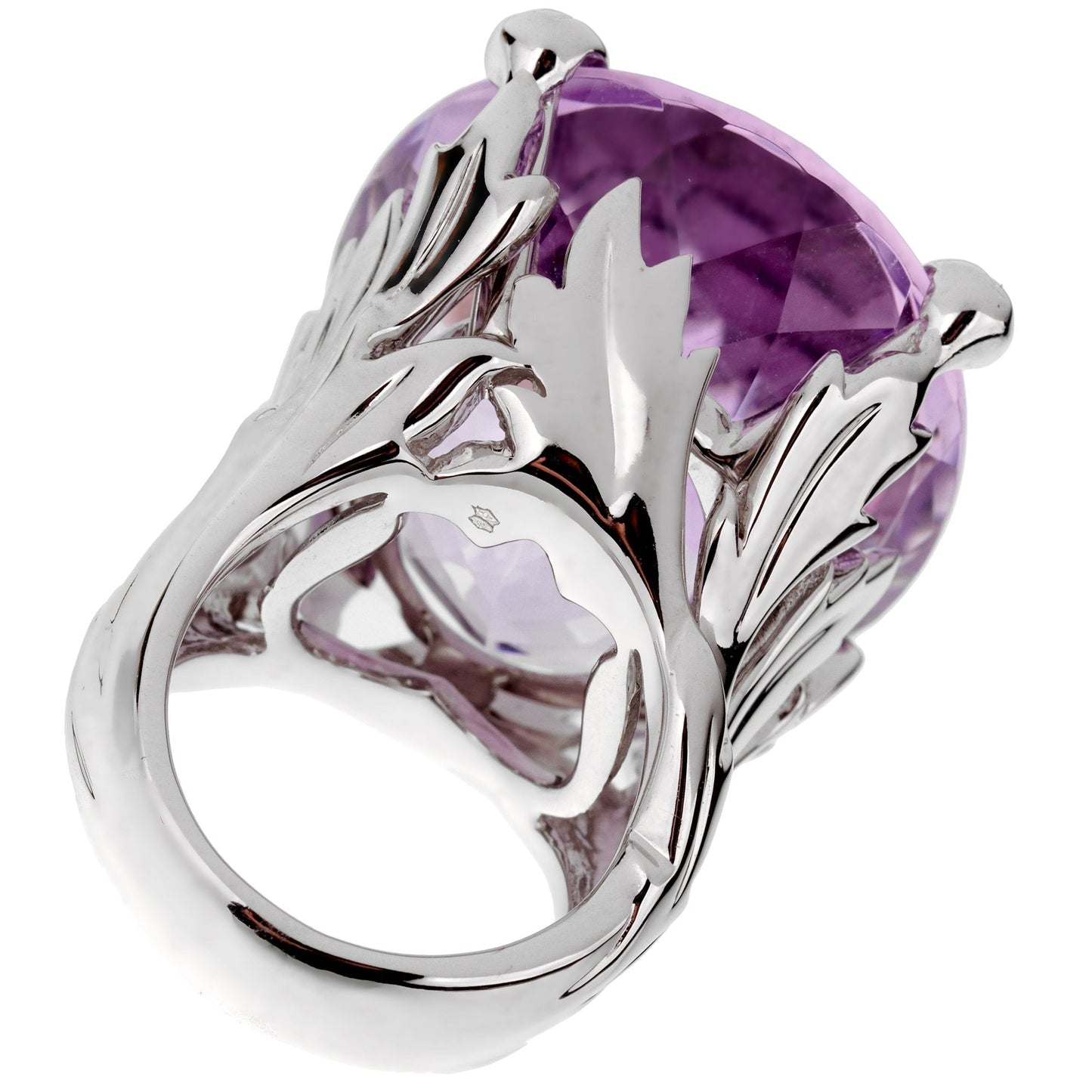 Christian Dior 44.5ct Amethyst Diamond Cocktail 18k White Gold Ring Sz 6 3/4