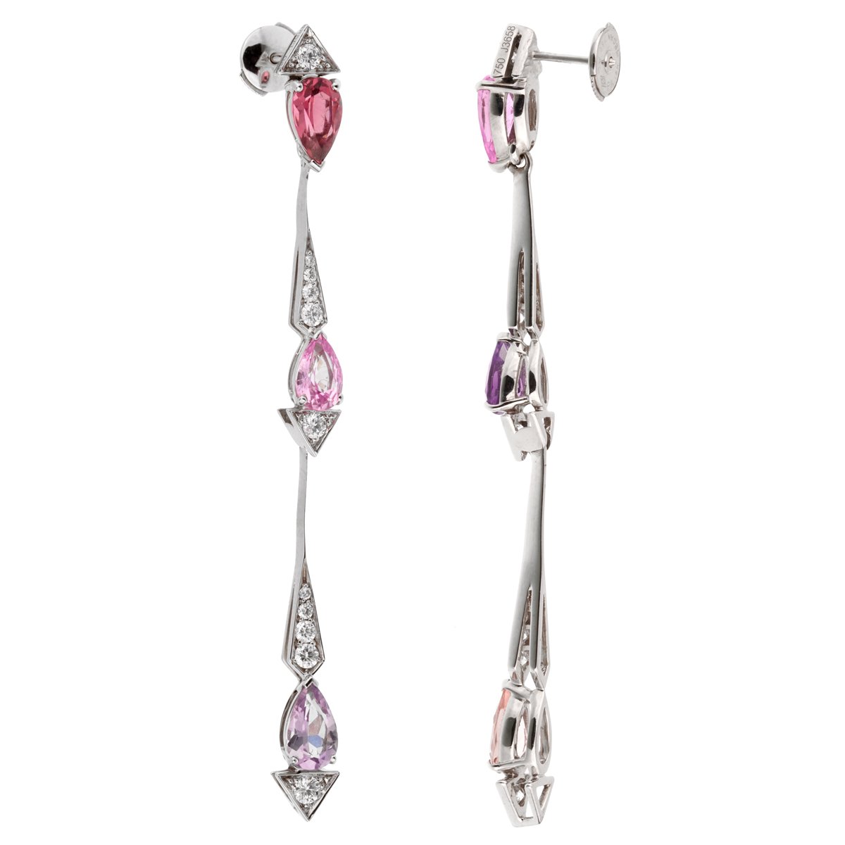 Christian Dior Diamond Sapphire Drop 18k White Gold Earrings
