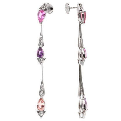 Christian Dior Diamond Sapphire Drop 18k White Gold Earrings