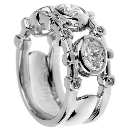 Christian Dior Oval Diamond Cocktail White Gold Ring Sz 5 3/4