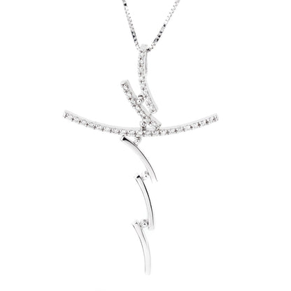 Comete Gioelli Diamond Cross White Gold Necklace