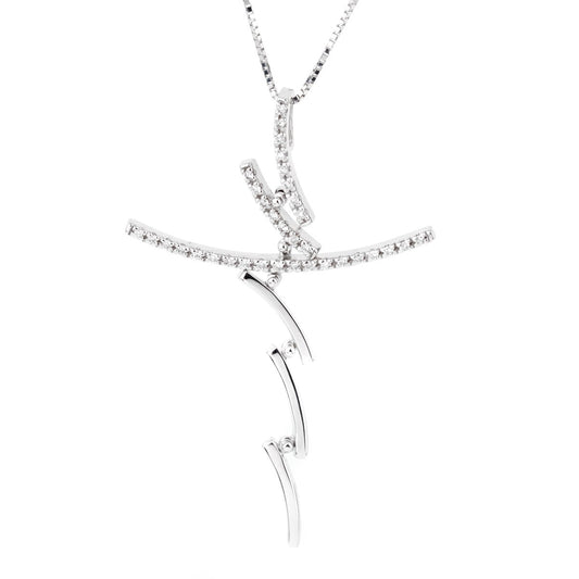 Comete Gioelli Diamond Cross White Gold Necklace