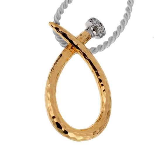 David Webb Infinity Nail Pendant Diamond Gold Necklace