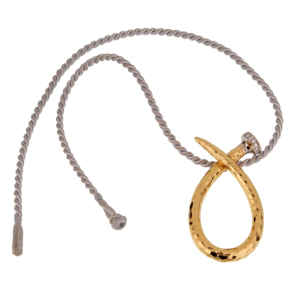 David Webb Infinity Nail Pendant Diamond Gold Necklace