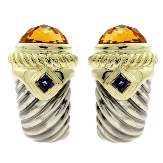 David Yurman Gemstone Silver Gold Earrings