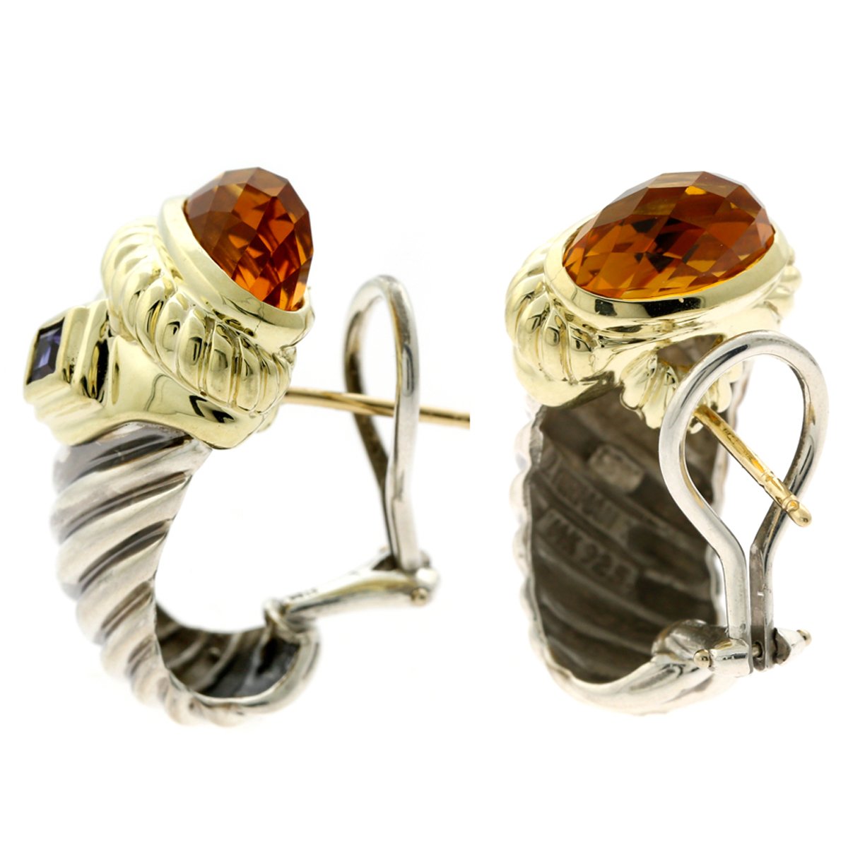 David Yurman Gemstone Silver Gold Earrings