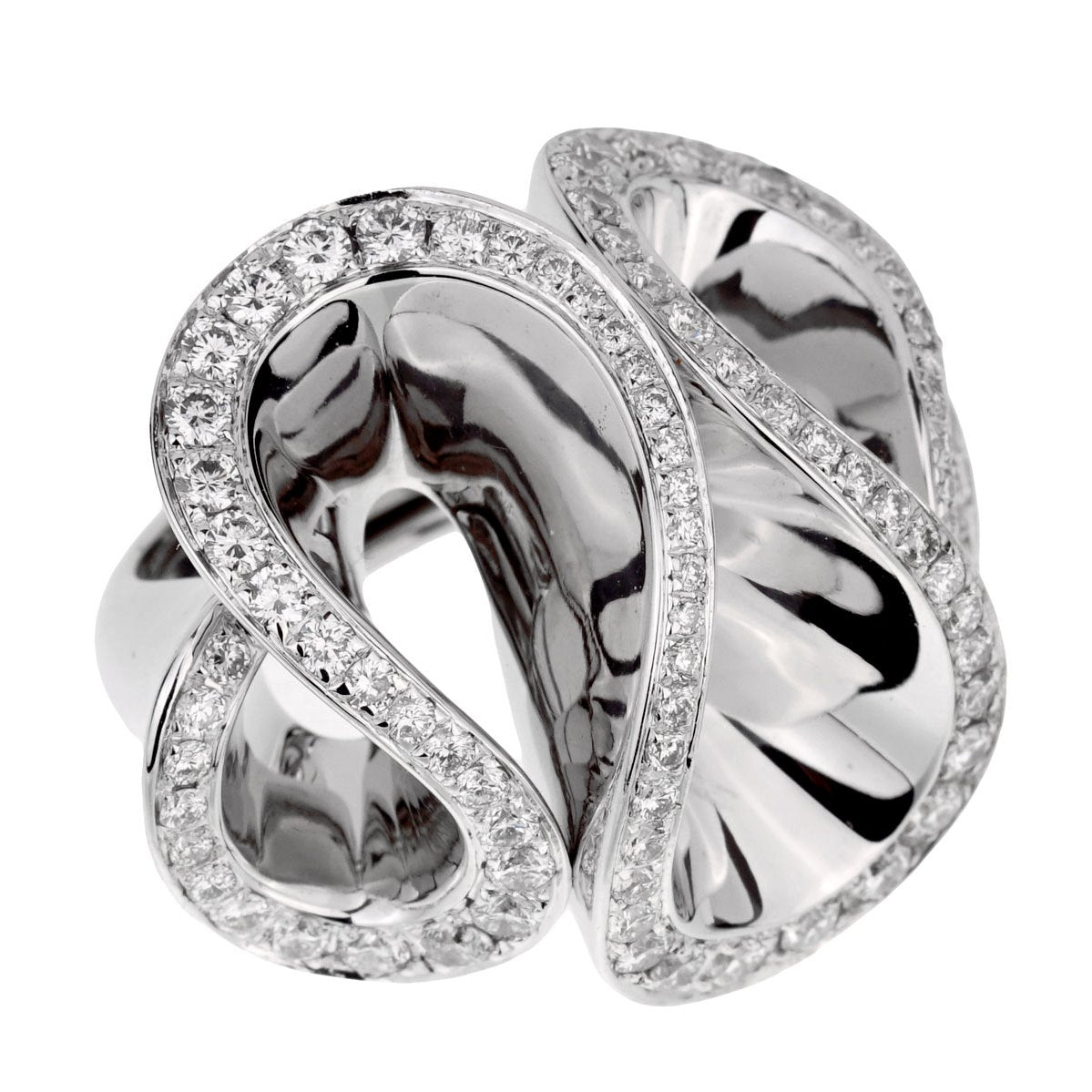 De Grisogono Zigana 18k White Gold Diamond Ring Sz 4 1/2