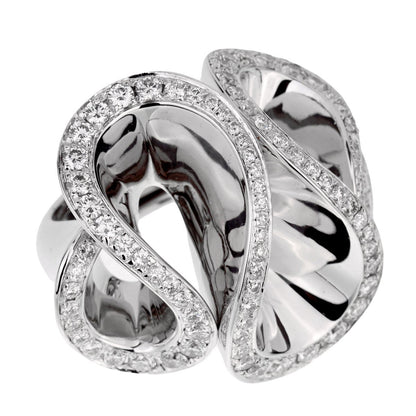 De Grisogono Zigana 18k White Gold Diamond Ring Sz 4 1/2