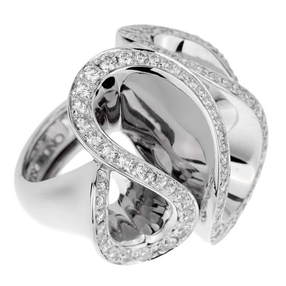 De Grisogono Zigana 18k White Gold Diamond Ring Sz 4 1/2