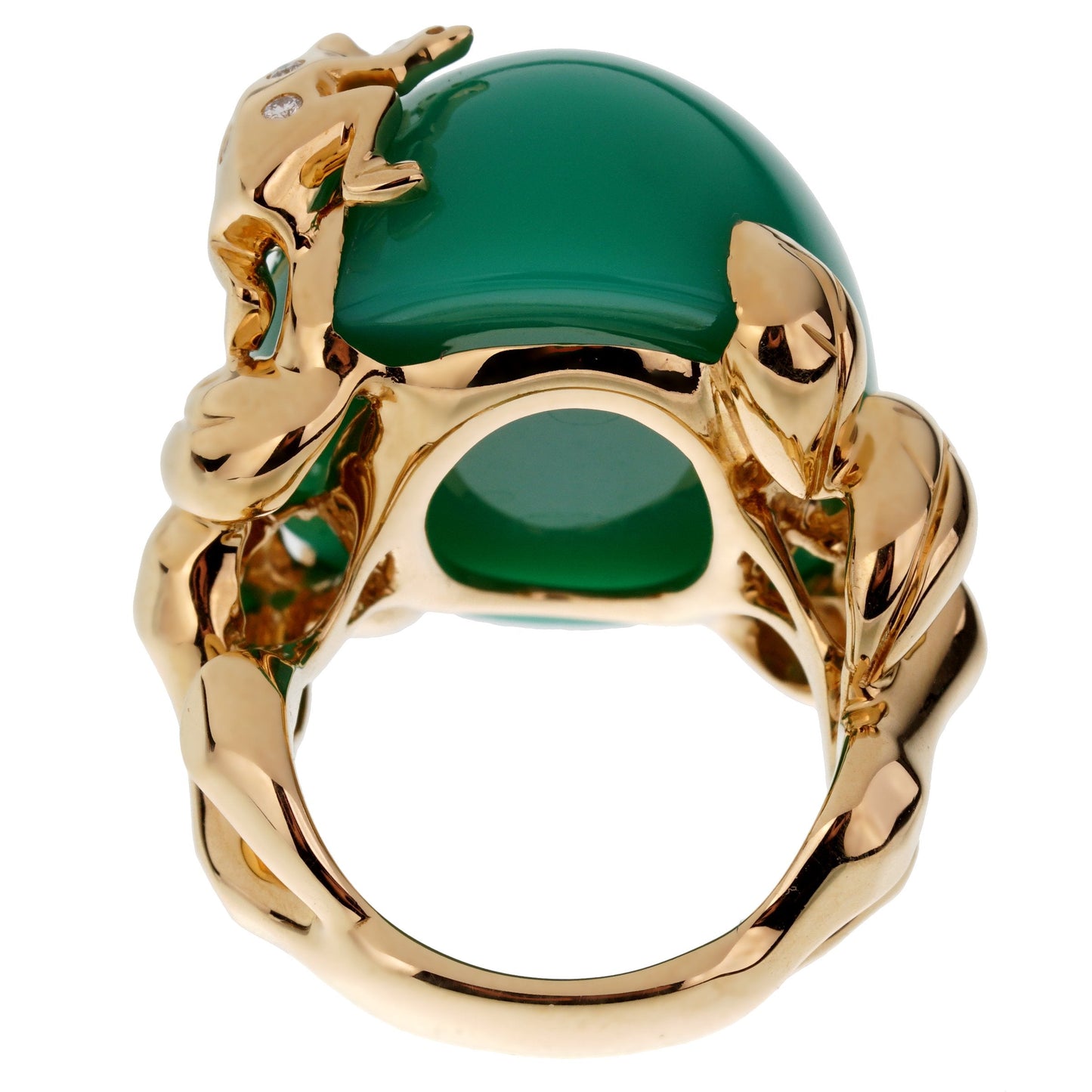 Dior Chrysoprase Diamond Yellow Gold Cocktail Ring