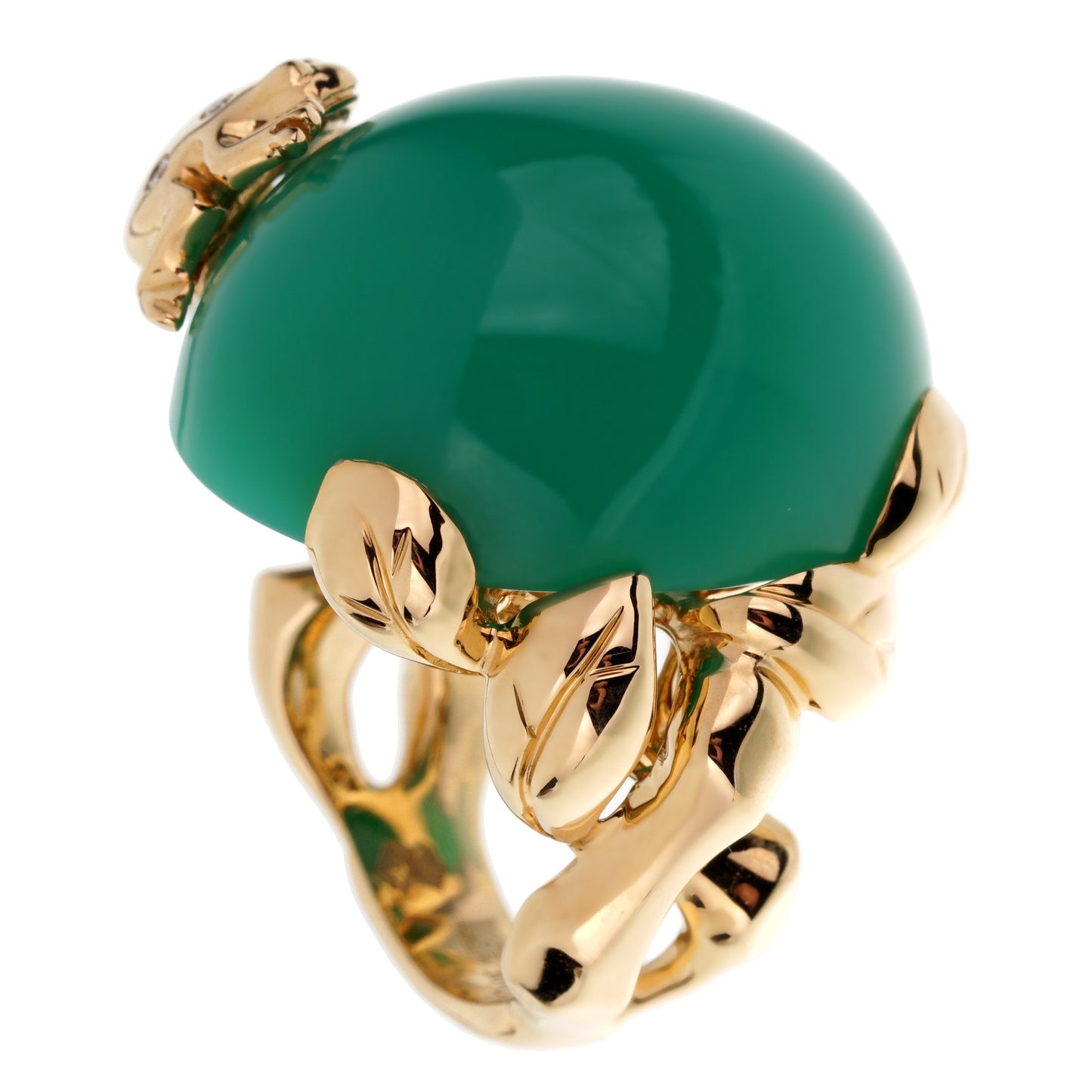 Dior Chrysoprase Diamond Yellow Gold Cocktail Ring