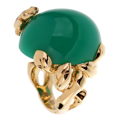 Dior Chrysoprase Diamond Yellow Gold Cocktail Ring