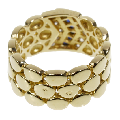 Dior Diamond Sapphire Yellow Gold Band Ring Sz 6 3/4