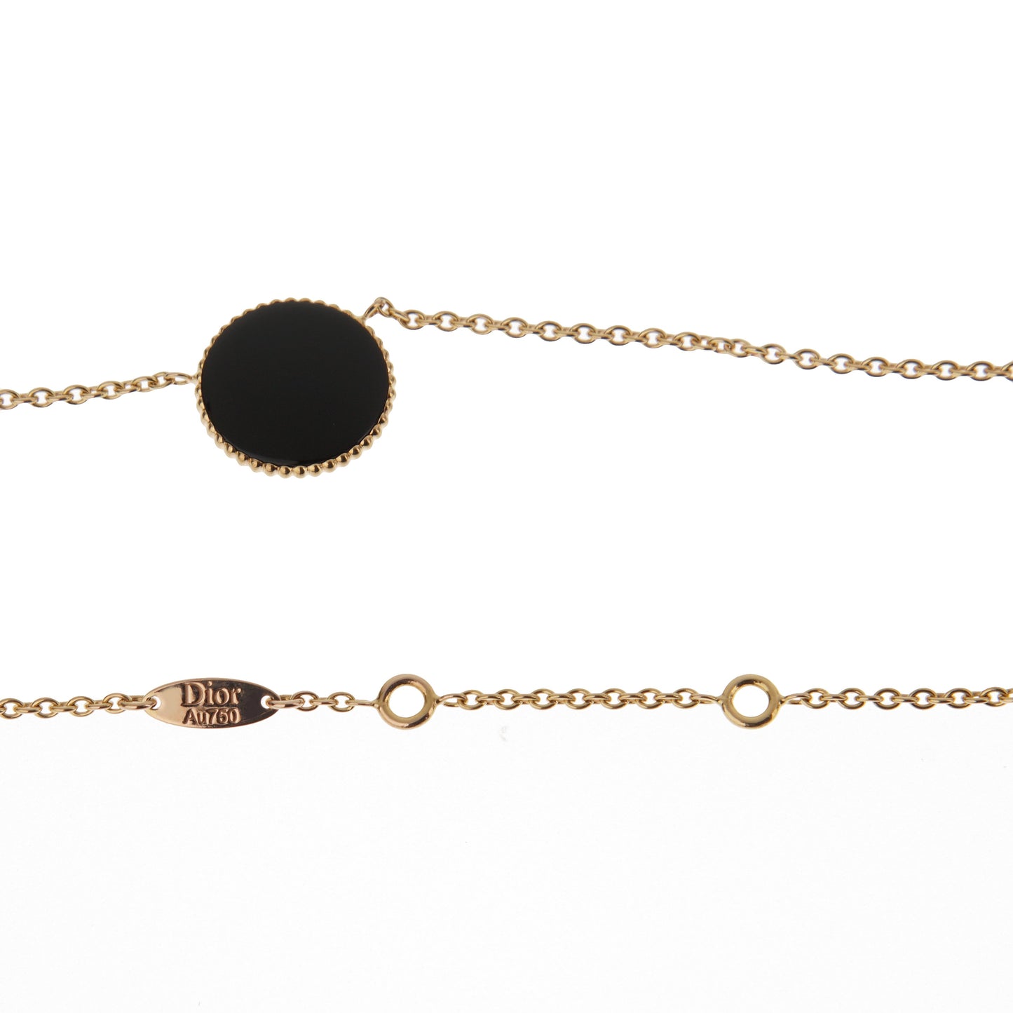 Dior Rose des Vents 18k Rose Gold Diamond Onyx Pendant Necklace