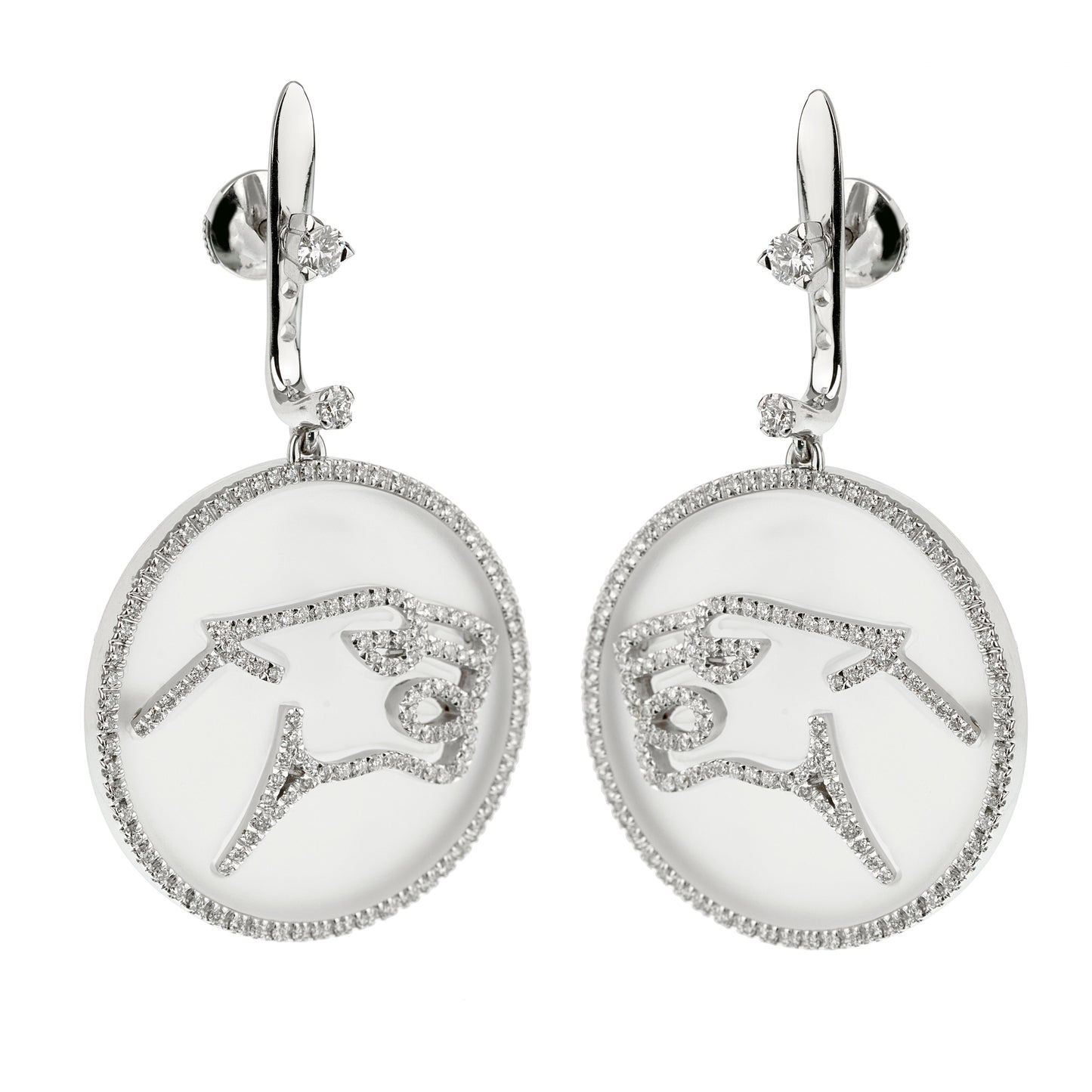 Enigma by Bvlgari Panther Diamond Rock Crystal 18k White Gold Earrings