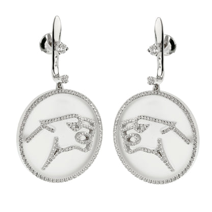 Enigma by Bvlgari Panther Diamond Rock Crystal 18k White Gold Earrings