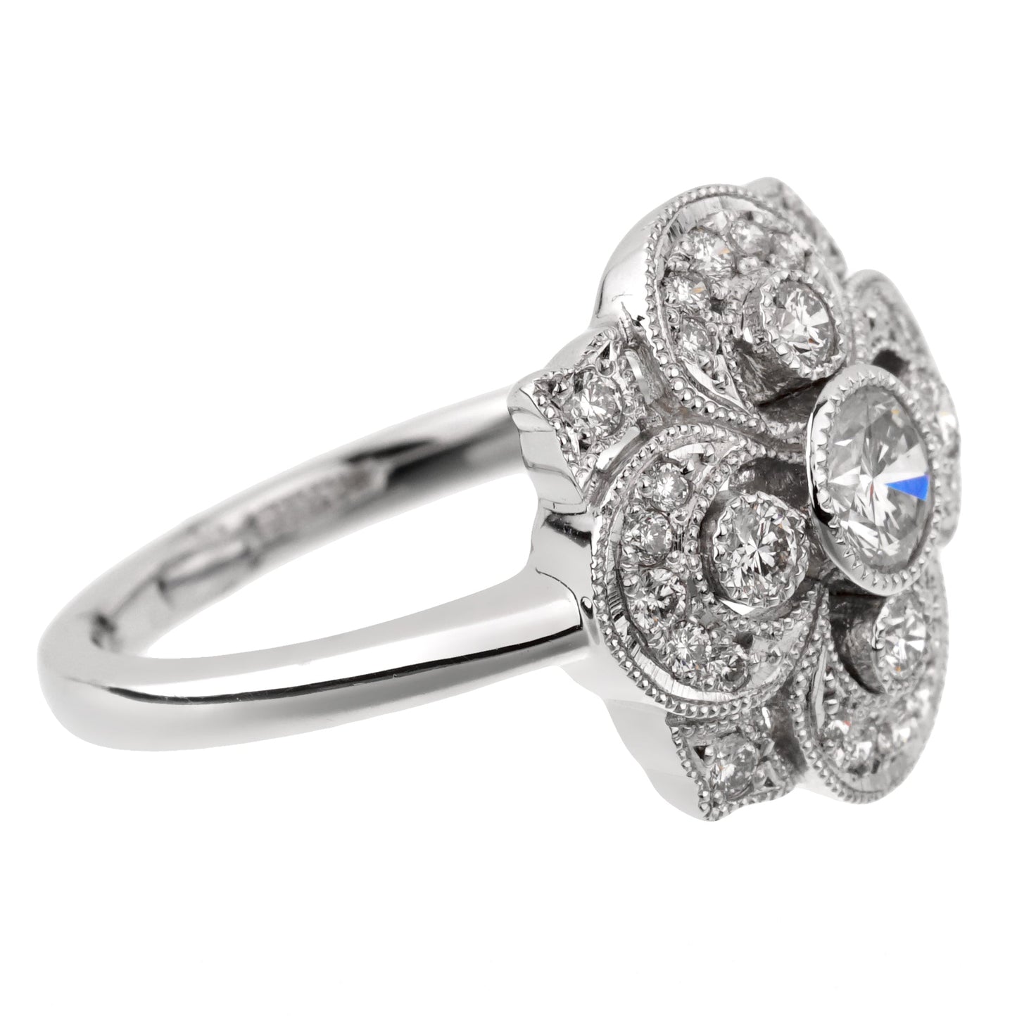 Estate Art Deco Style Platinum Diamond Cocktail Ring