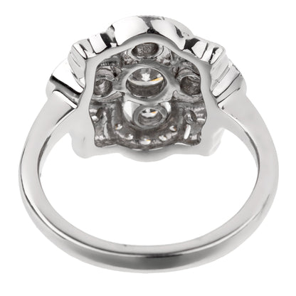 Estate Art Deco Style Platinum Diamond Cocktail Ring
