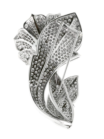Estate Diamond & Sapphire Gold Brooch