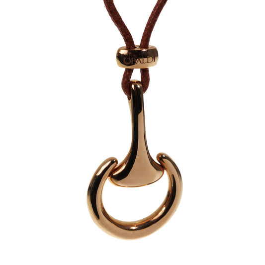 Estate Rose Gold Horsebit Leather Necklace