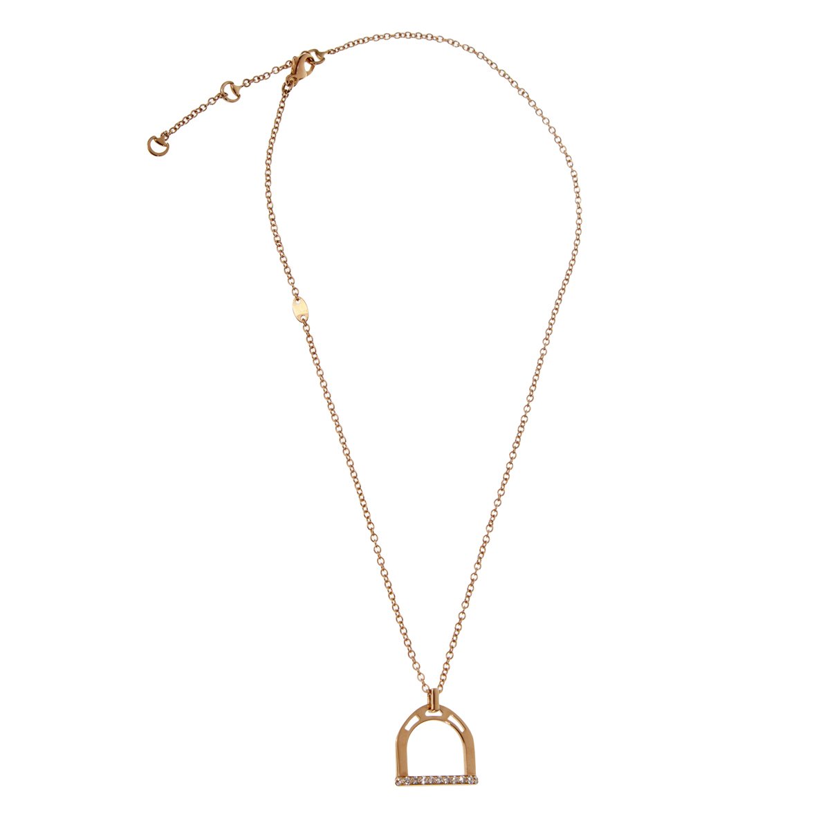 Estate Stirrup Rose Gold Diamond Necklace