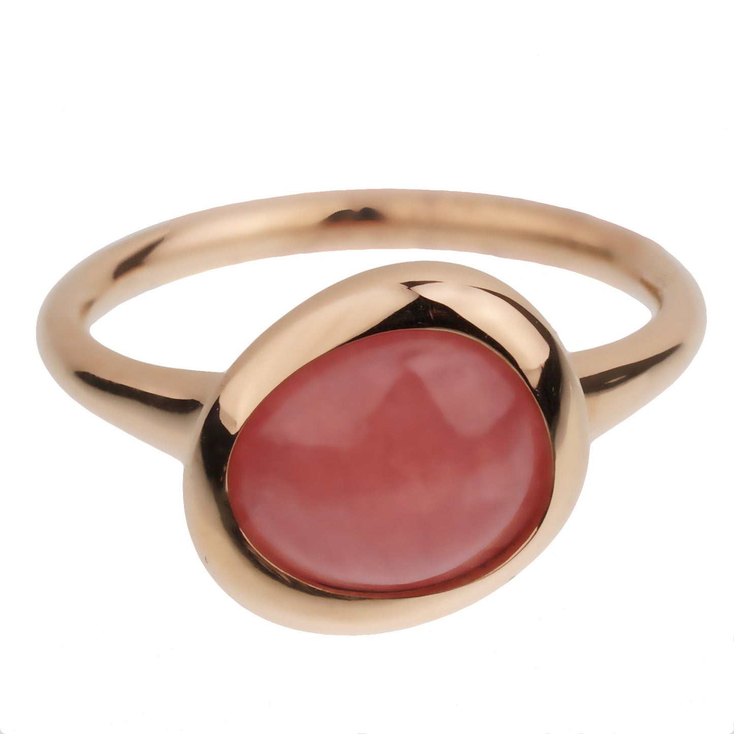 Fred of Paris 3ct Pink Quartz Cabochon 18k Rose Gold Cocktail Ring Sz 4 3/4