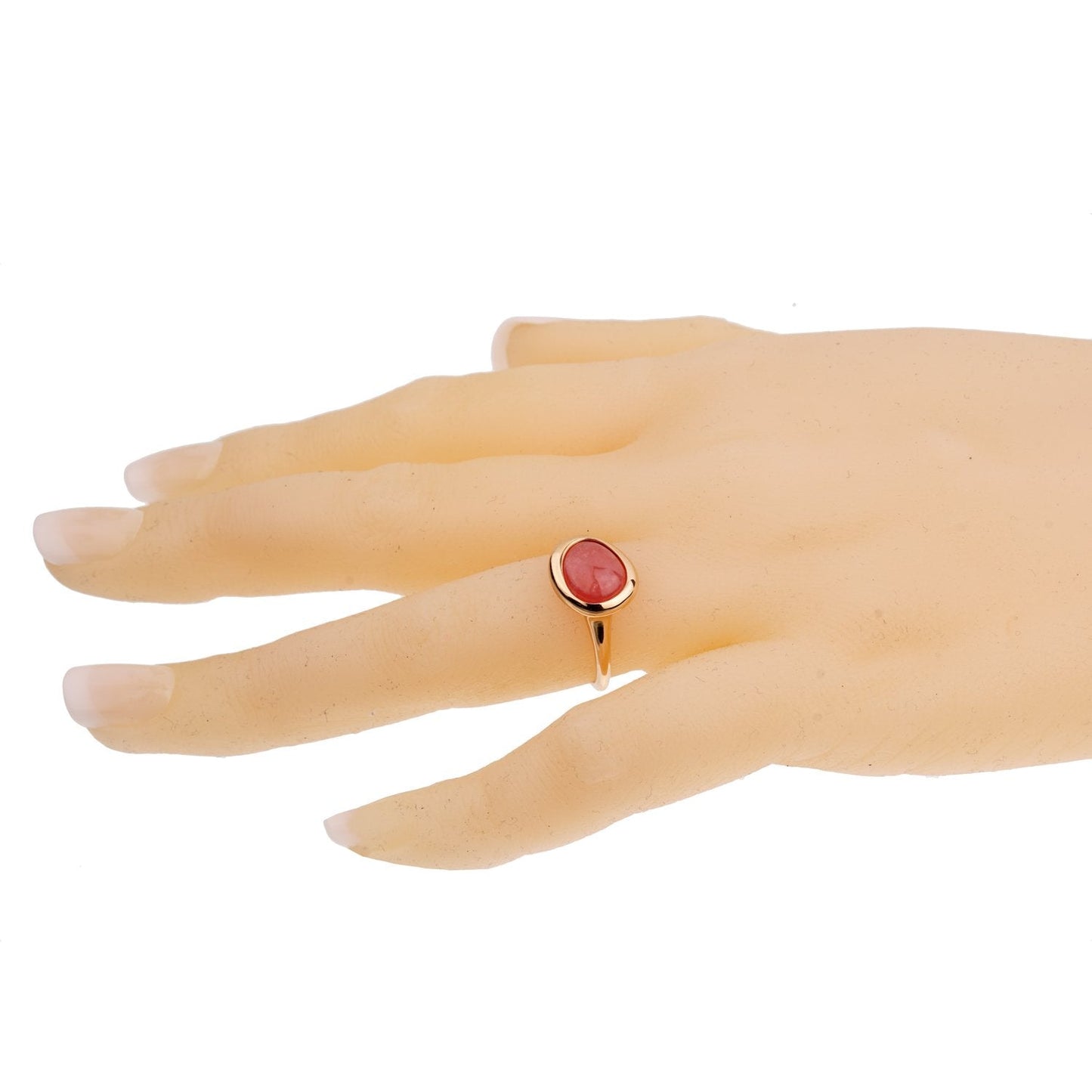 Fred of Paris 3ct Pink Quartz Cabochon 18k Rose Gold Cocktail Ring Sz 4 3/4
