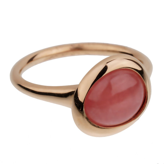 Fred of Paris 3ct Pink Quartz Cabochon 18k Rose Gold Cocktail Ring Sz 5