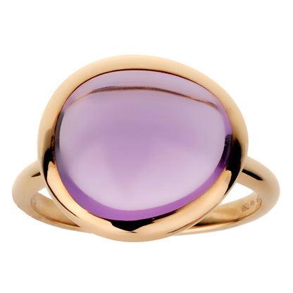 Fred of Paris 7ct Amethyst Cabochon 18k Rose Gold Cocktail Ring Size 6