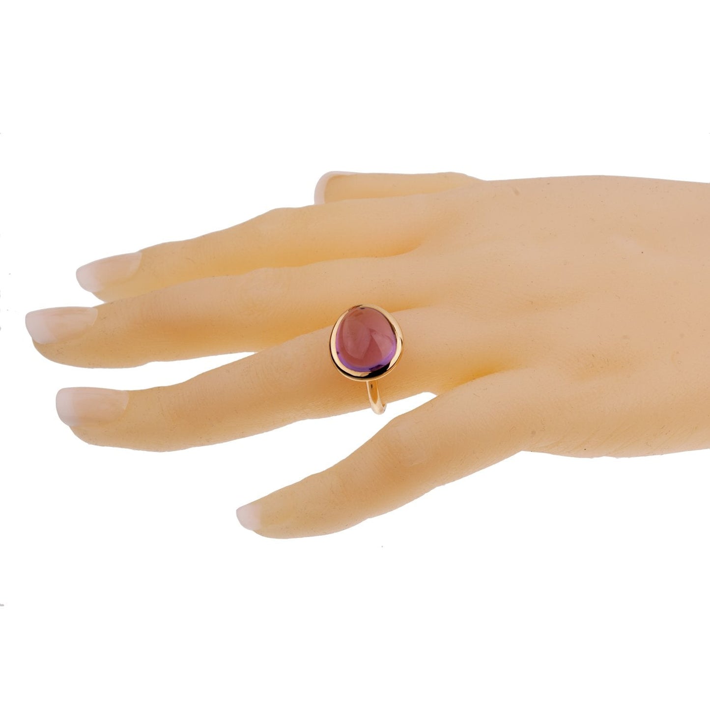 Fred of Paris 7ct Amethyst Cabochon 18k Rose Gold Cocktail Ring Size 6