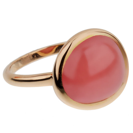 Fred of Paris 7ct Cabochon Rhodochrosite 18k Rose Gold Cocktail Ring Size 6 3/4