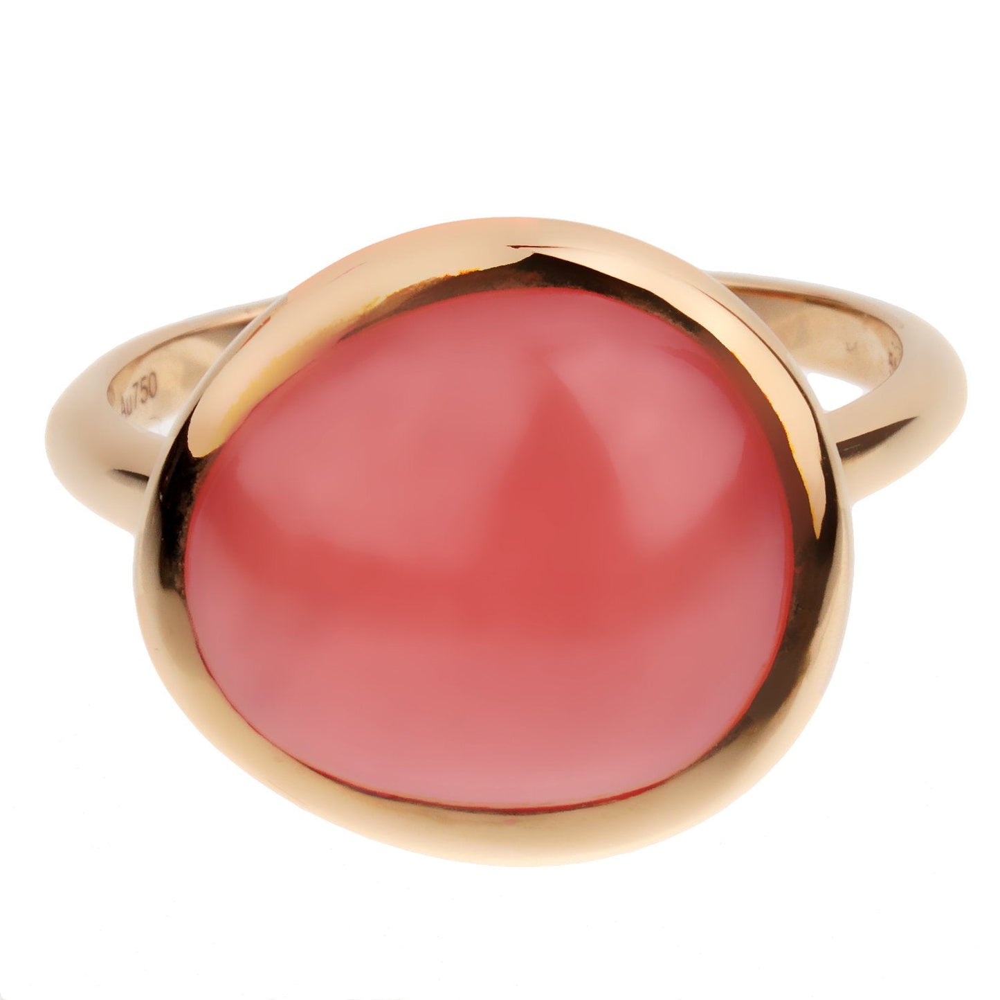 Fred of Paris 7ct Cabochon Rhodochrosite 18k Rose Gold Cocktail Ring Size 6 3/4
