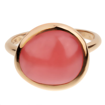 Fred of Paris 7ct Cabochon Rhodochrosite 18k Rose Gold Cocktail Ring Size 6 3/4