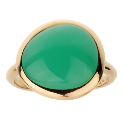 Fred of Paris 7ct Chrysoprase Cabochon 18k Yellow Gold Cocktail Ring Size 5 1/4