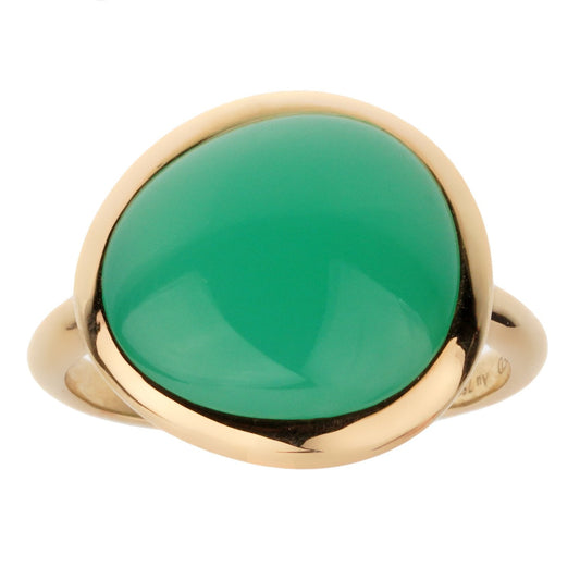 Fred of Paris 7ct Chrysoprase Cabochon 18k Yellow Gold Cocktail Ring Size 5 1/4