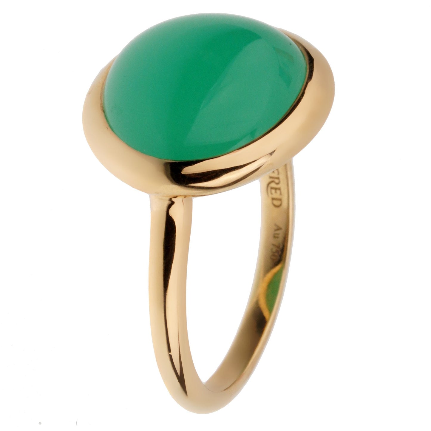 Fred of Paris 7ct Chrysoprase Cabochon 18k Gold Cocktail Ring Size 6