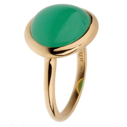 Fred of Paris 7ct Chrysoprase Cabochon 18k Gold Cocktail Ring Size 6