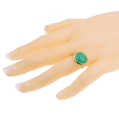 Fred of Paris 7ct Chrysoprase Cabochon Yellow Gold Cocktail Ring Size 6 1/2