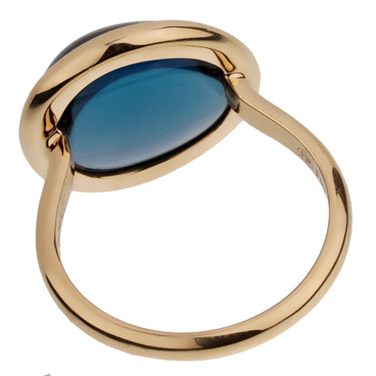 Fred of Paris 7ct London Topaz Cabochon 18k Yellow Gold Cocktail Ring Size 5 3/4