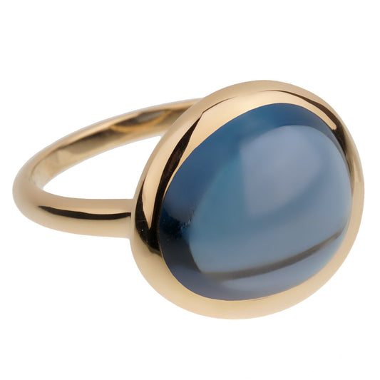 Fred of Paris 7ct London Topaz Cabochon Yellow Gold Cocktail Ring Size 6 3/4