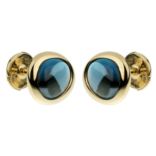 Fred of Paris Blue Topaz 18k Yellow Gold Stud Earrings