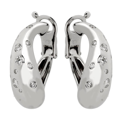 Fred of Paris Diamond Hoop 18k White Gold Earrings