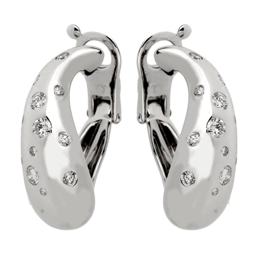 Fred of Paris Diamond Hoop 18k White Gold Earrings